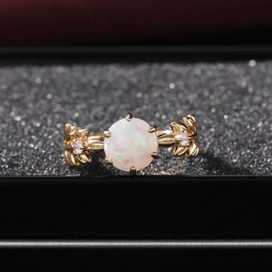 💍"Dainty Opal CZ Gold Plated Beautiful Fashion Leaf Trendy , UNVN12038